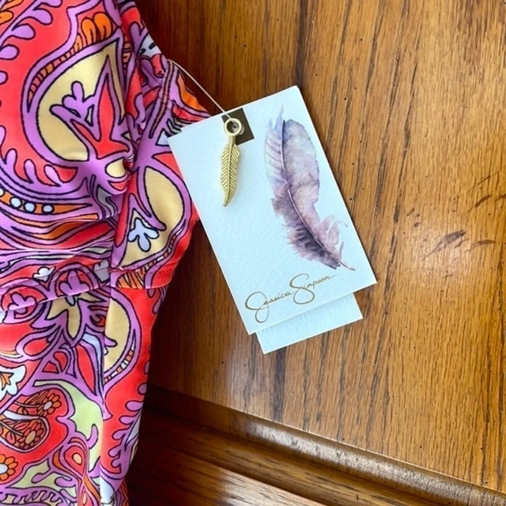 Brand New Jessica Simpson Paisley Flower Child O-Ring Cutout One-Piece Swimsuit